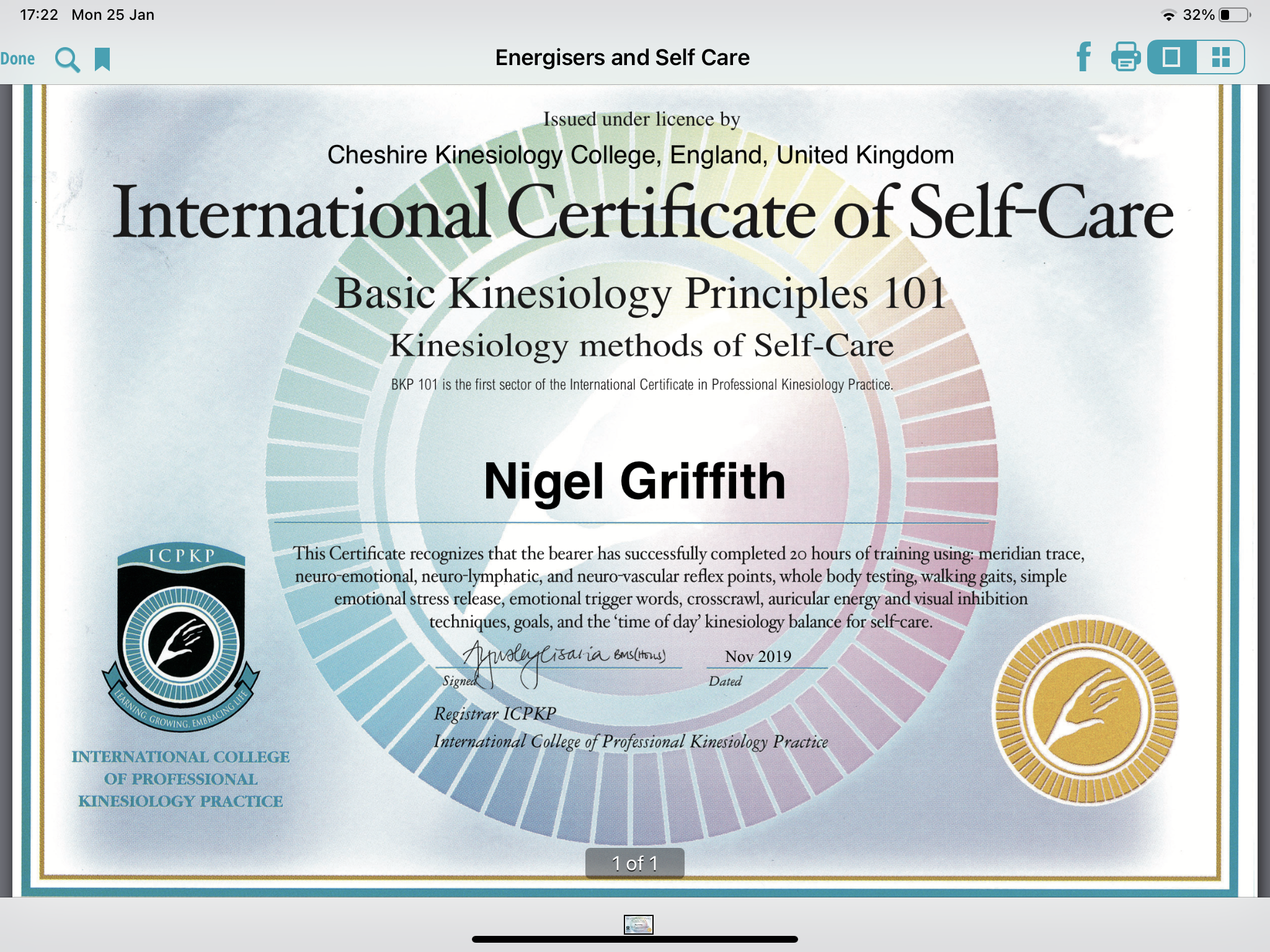 Self care cert